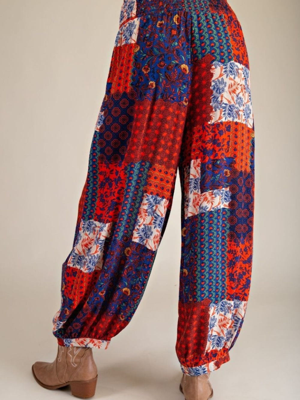 Blueberry Patchwork Palazzo Pants - Picture 2 of 2